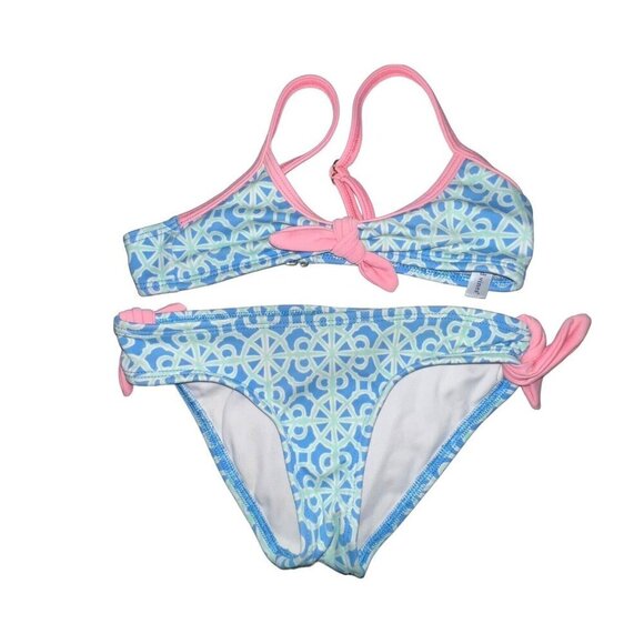 VINEYARD VINES GIRLS KIDS BIKINI SWIM  BLUE‎ PINK BOW STYLE 7M0039 SIZE XS BEACH - Picture 1 of 7